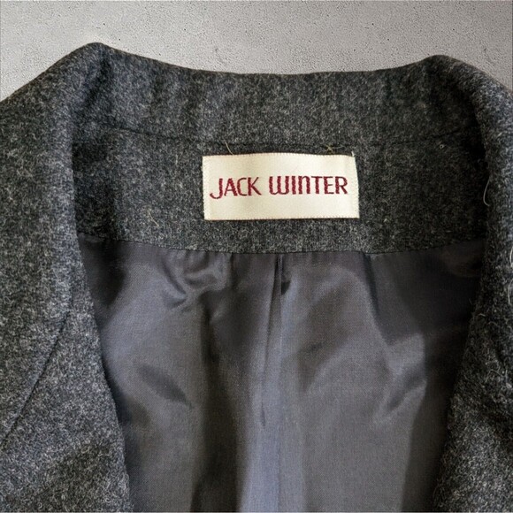 Gray Wool Blend Blazer Jacket Business Career Minimalist Classic - Picture 9 of 14